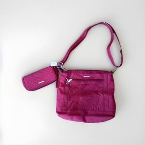 New Travel on East West Magenta Crossbody Handbag And Wallet